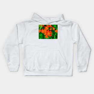 Vibrant Orange flowers summer pattern Kids Hoodie